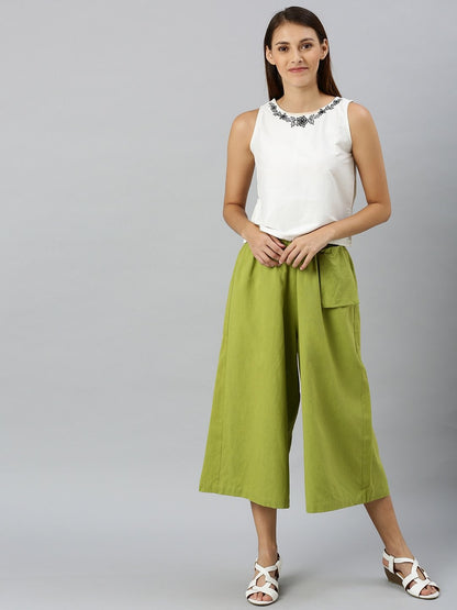 Women's Mint Green Pocket Bag Flare Pant