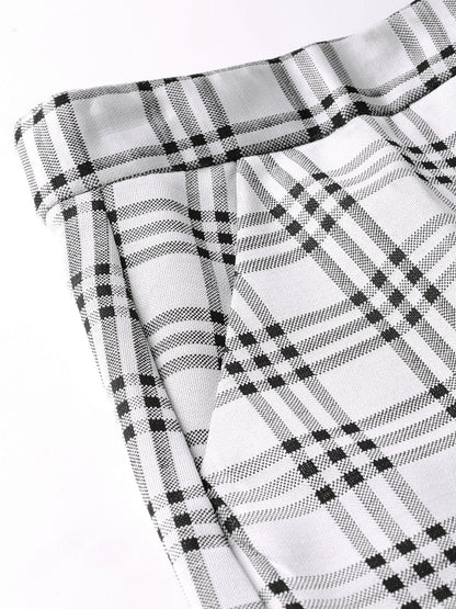 Women's Black & Grey Big Check Tapered Pant