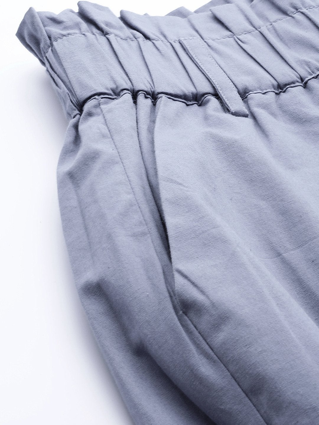 Women's Blue Front Button Tapered Pants