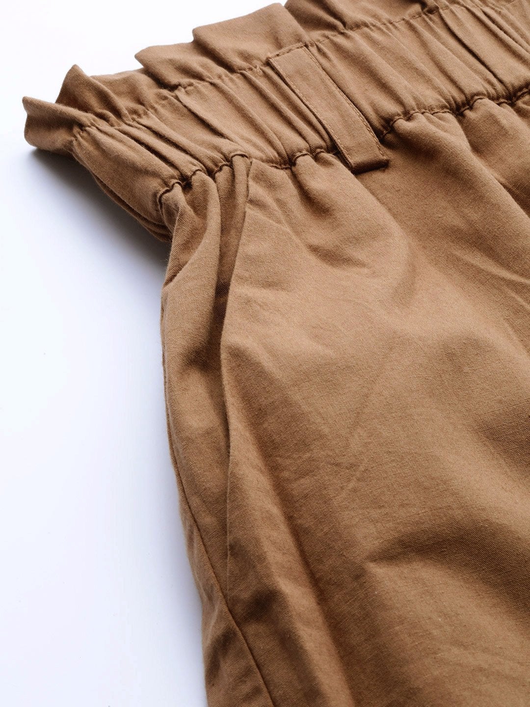 Women's Brown Front Button Tapered Pants