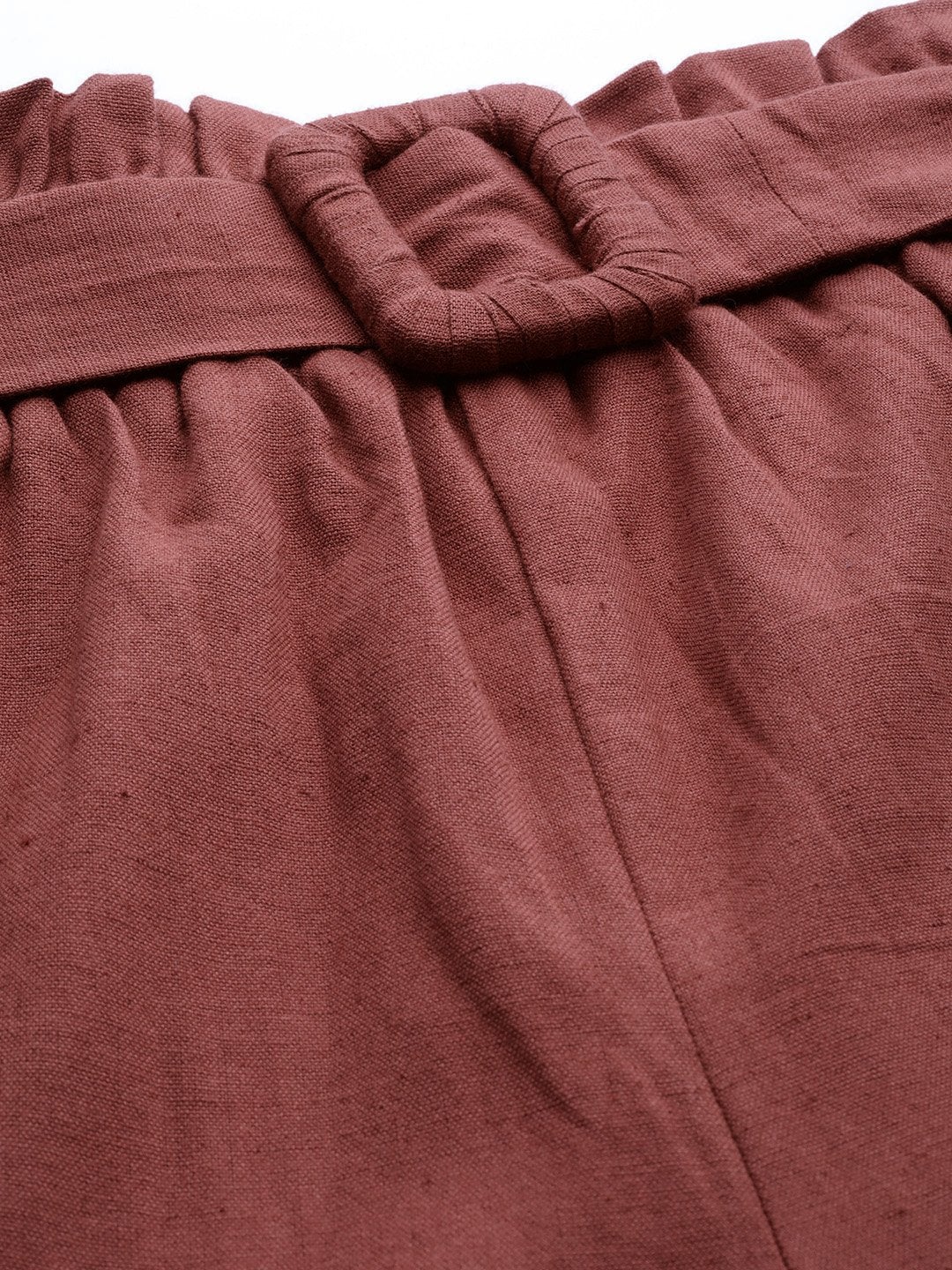 Women's Burgundy Belted Tapered Pants