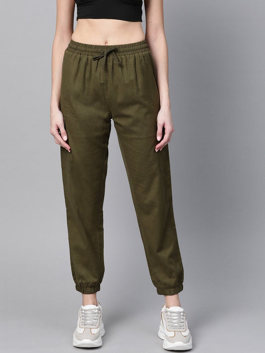 Women's Olive Side Pocket Joggers