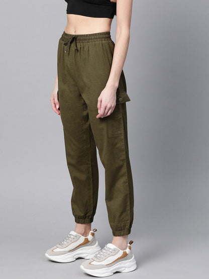 Women's Olive Side Pocket Joggers
