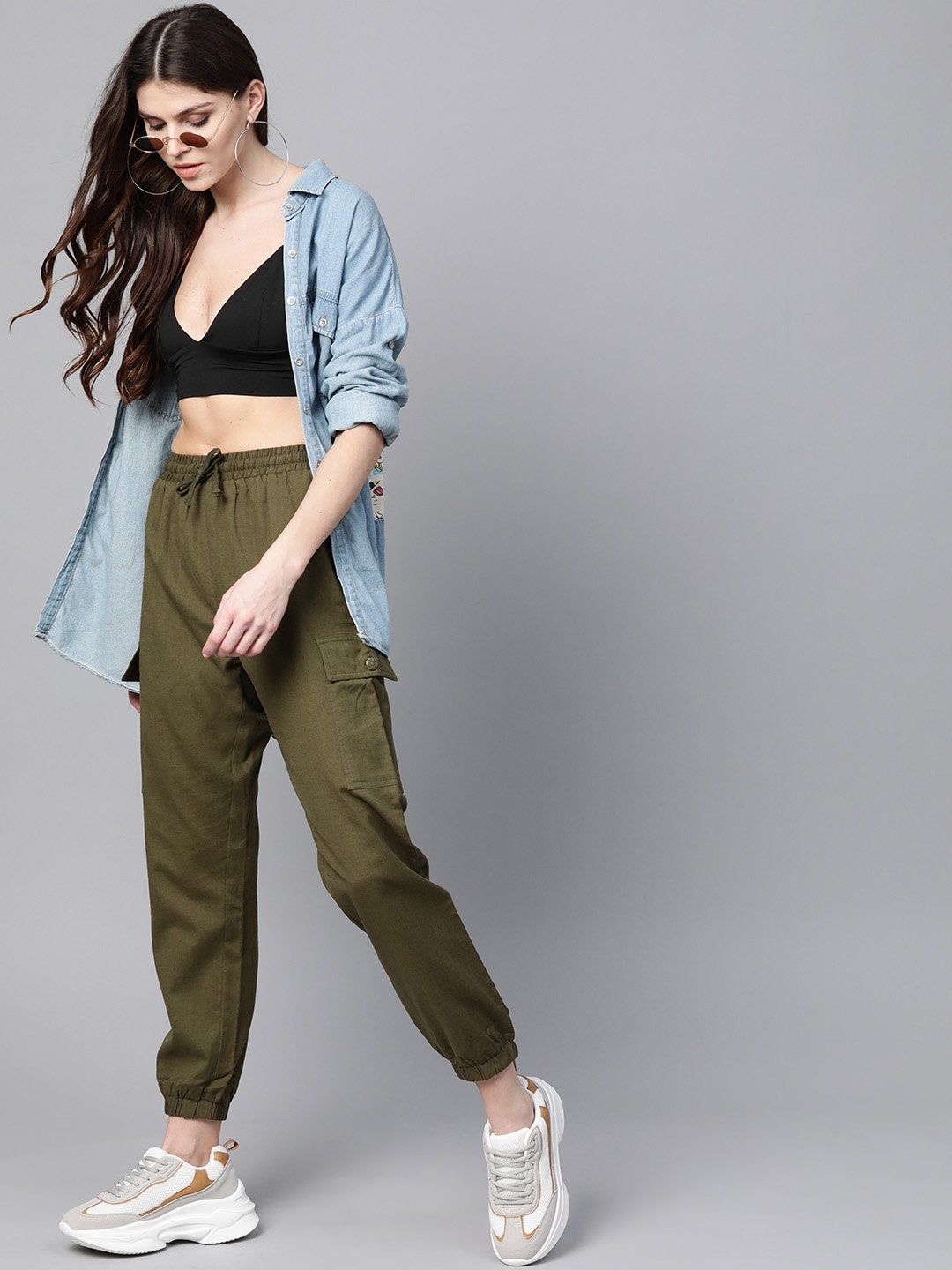 Women's Olive Side Pocket Joggers
