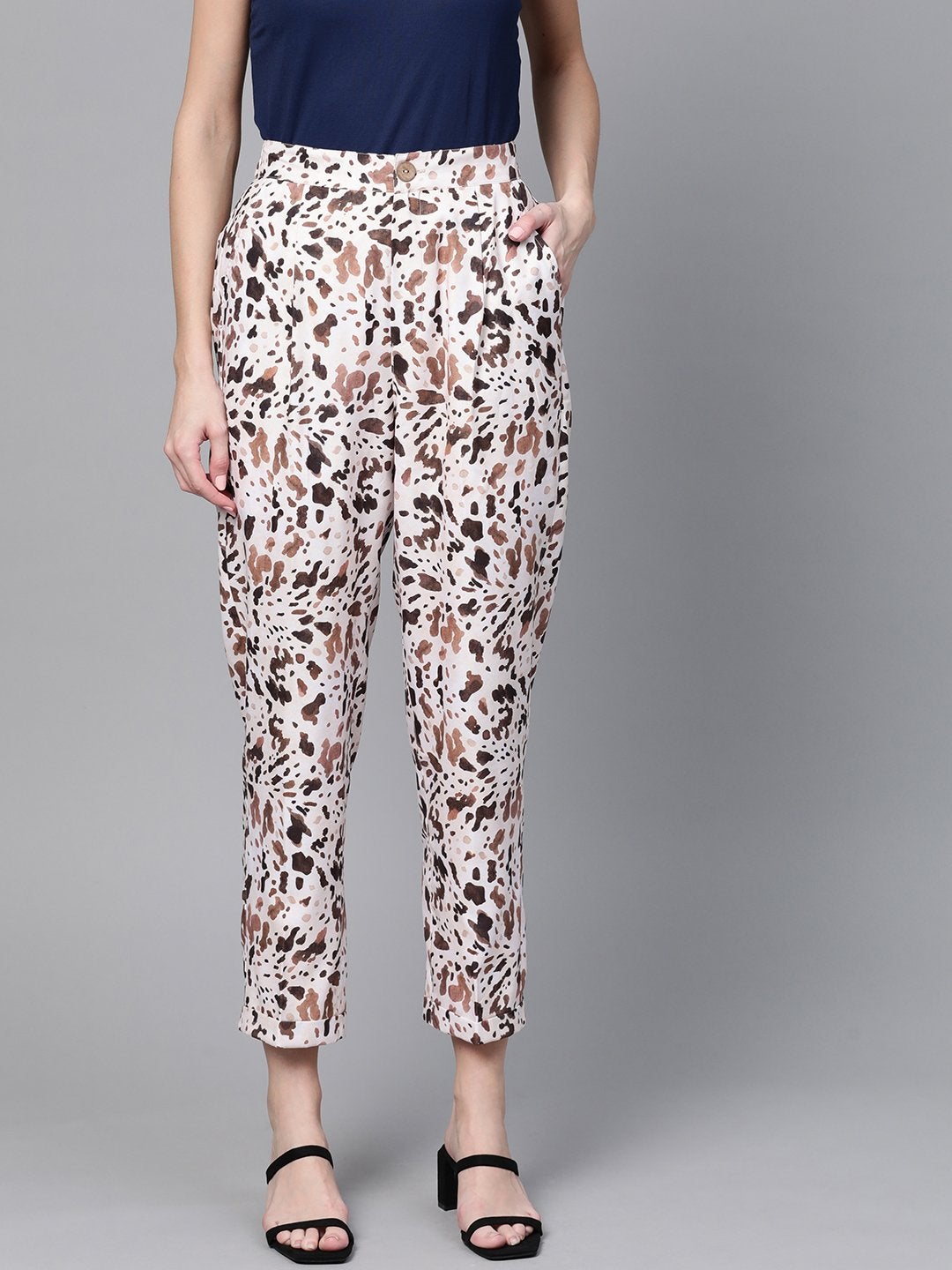 Women's Off White Leopard Dart Trousers