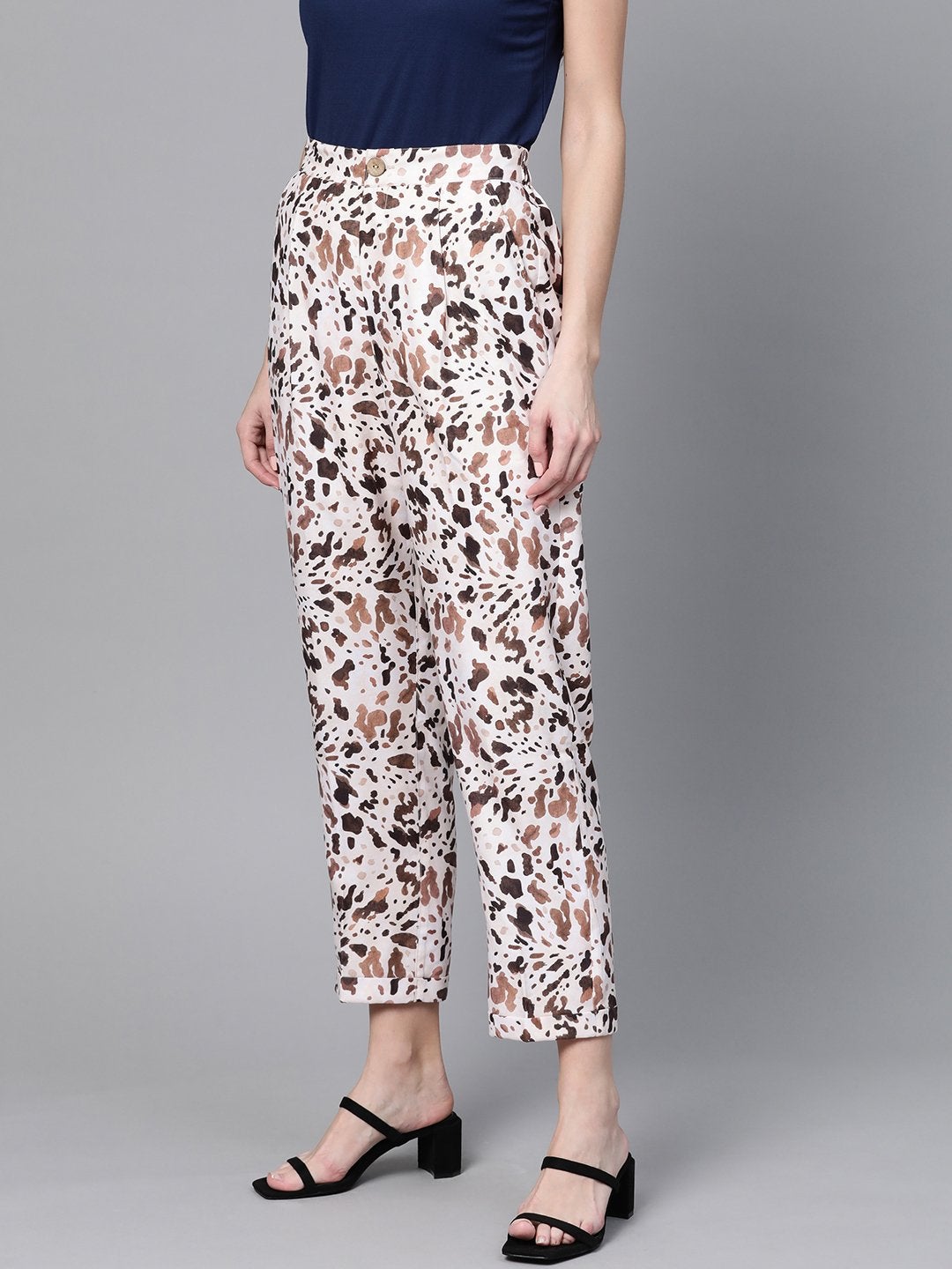 Women's Off White Leopard Dart Trousers