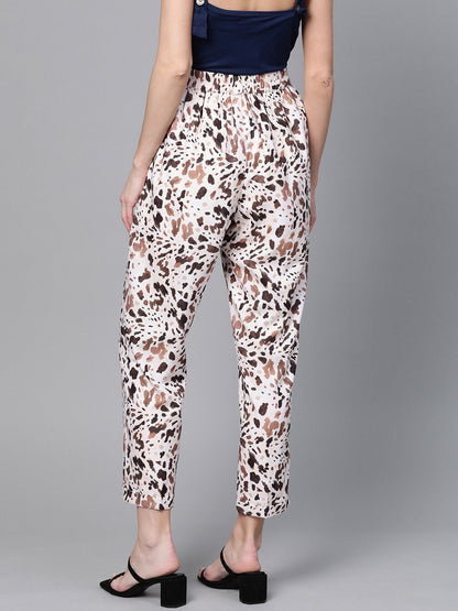 Women's Off White Leopard Dart Trousers