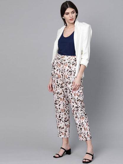 Women's Off White Leopard Dart Trousers
