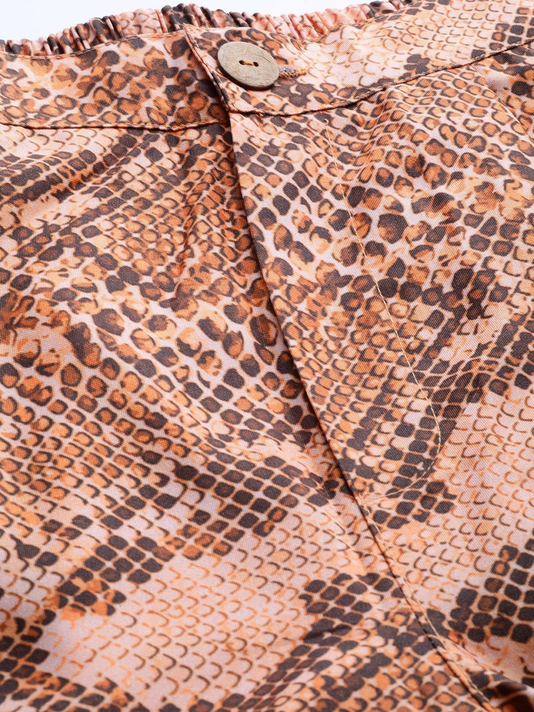 Women's Brown Snake Print Dart Trousers