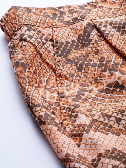 Women's Brown Snake Print Dart Trousers