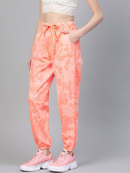 Women's Pink Tie-Dye Twill Jogger