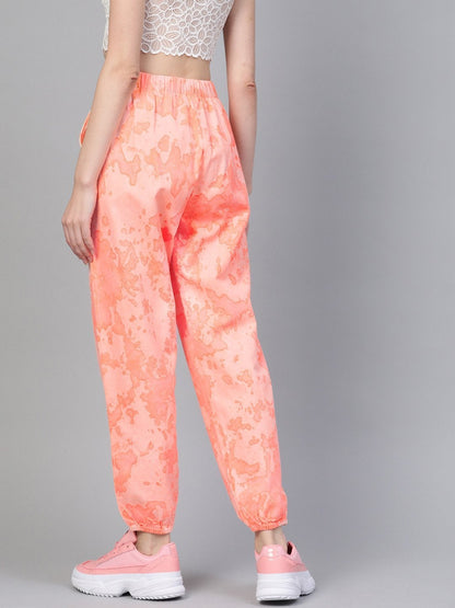 Women's Pink Tie-Dye Twill Jogger