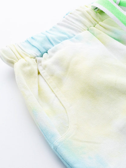 Women's Yellow & Blue Tie-Dye Twill Jogger