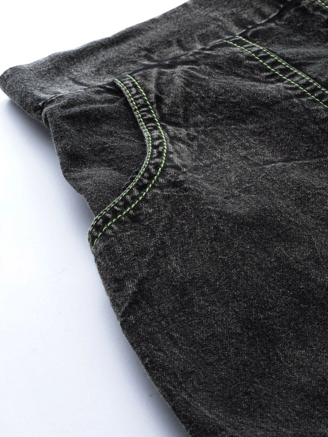 Women's Black Contrast Green Stitch Tapered Pants