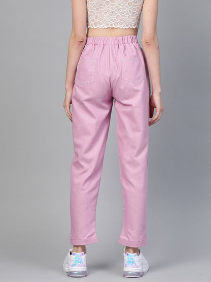 Women's Lavender Contrast Stitch Twill Tapered Pants
