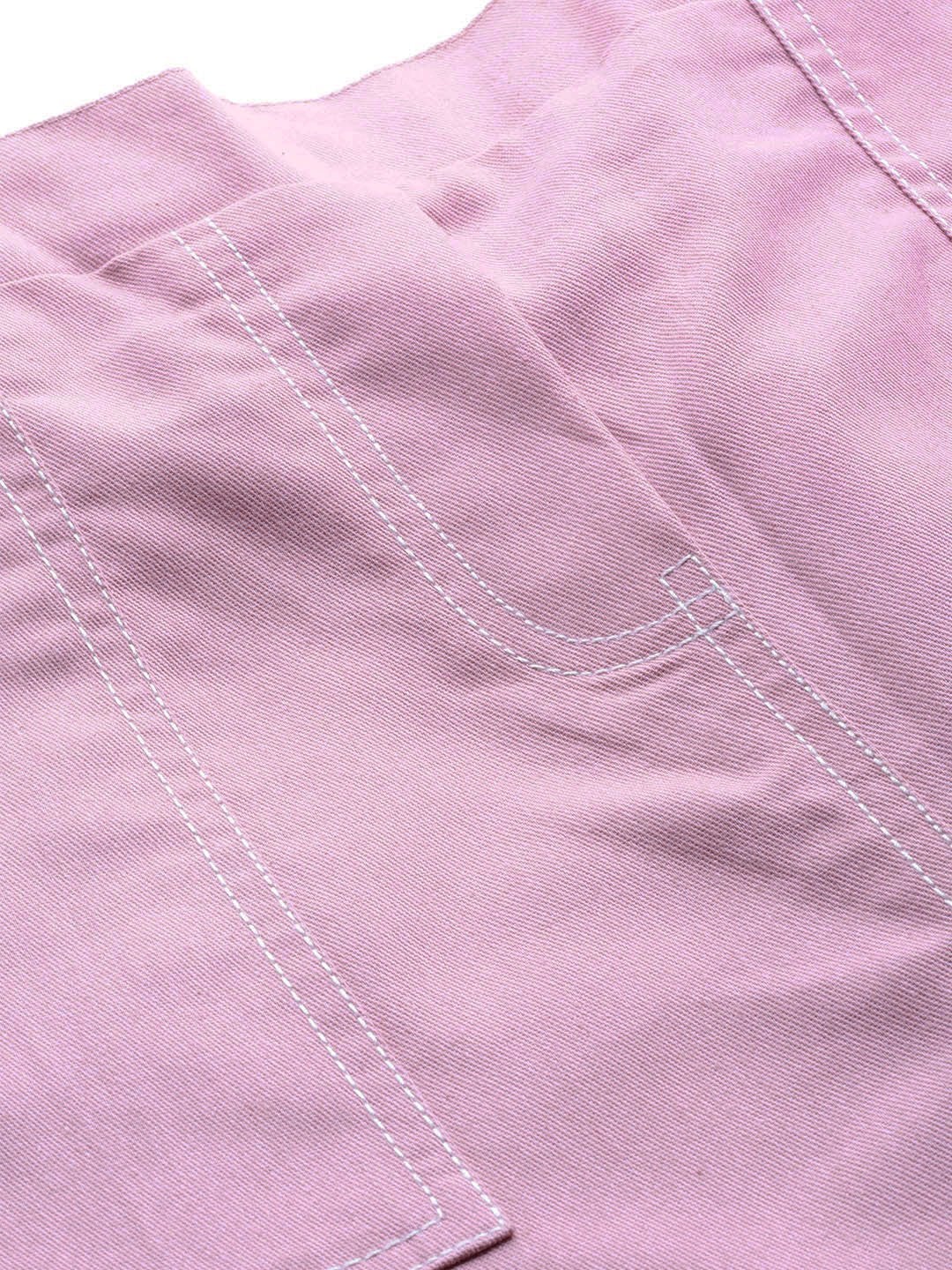 Women's Lavender Contrast Stitch Twill Tapered Pants
