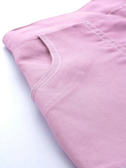 Women's Lavender Contrast Stitch Twill Tapered Pants