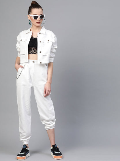 Women's White Hip-Hop Streetwear Cargo Pants