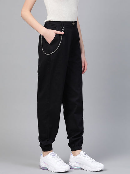 Women's Black Hip-Hop Streetwear Cargo Pants