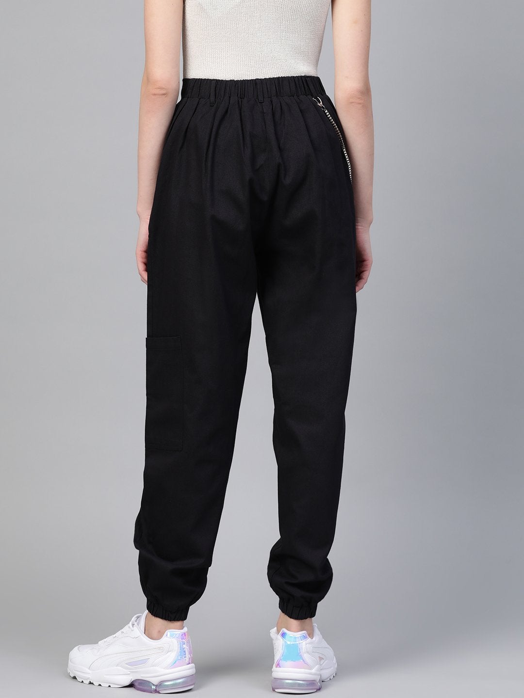 Women's Black Hip-Hop Streetwear Cargo Pants