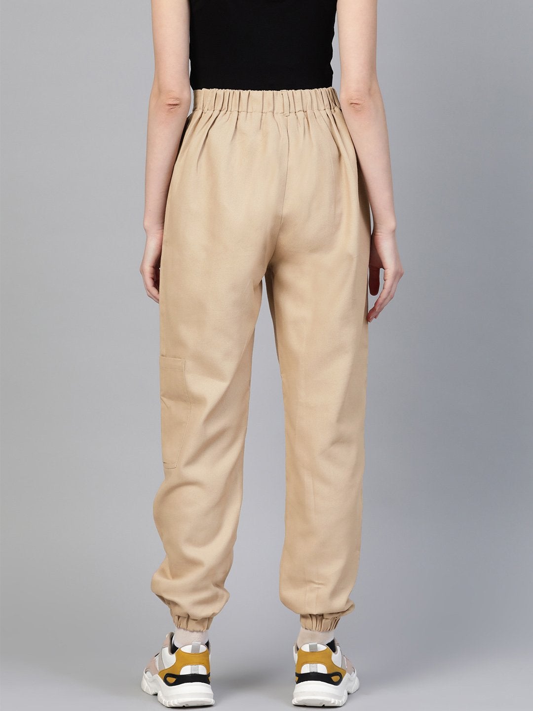 Women's Beige Hip-Hop Streetwear Cargo Pants