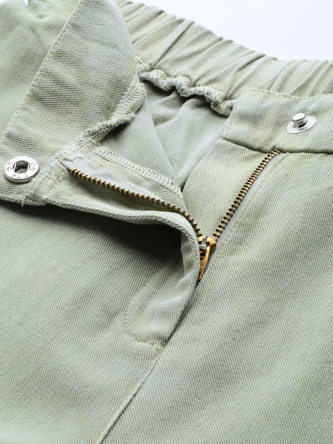 Women's Olive Denim Flared Pant