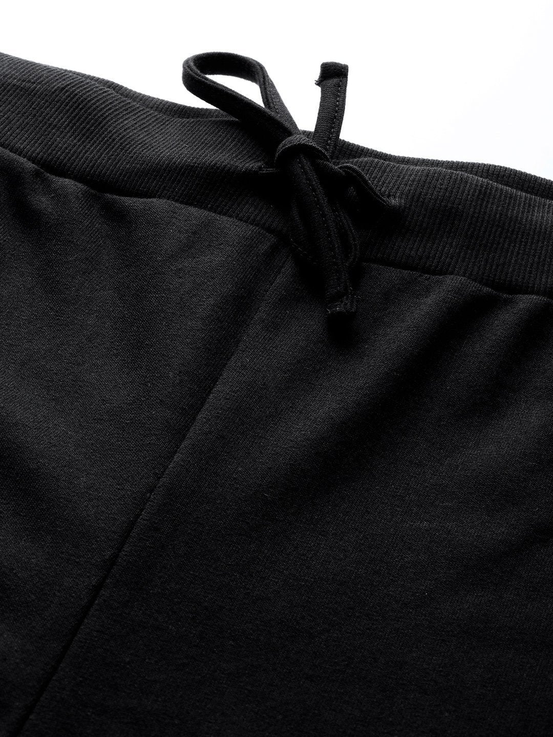 Women's Black Terry Wide Leg Drawstring Pants
