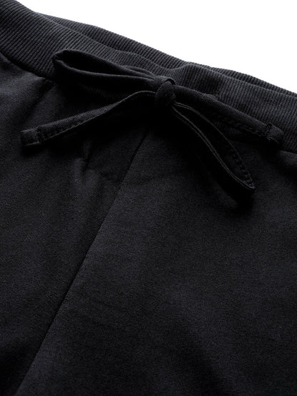 Women's Black Terry Contrast Side Tape Jogger