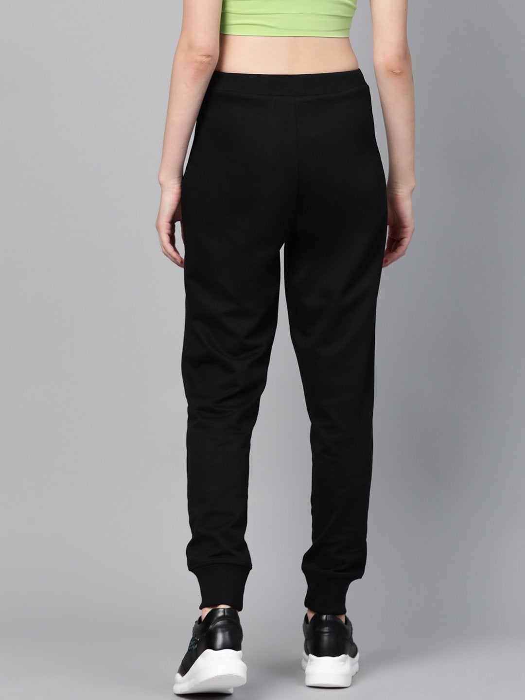 Women's Black Terry Contarst Drawstring Jogger
