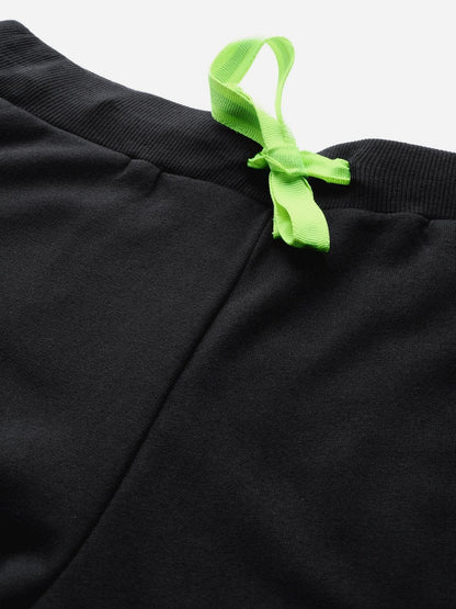 Women's Black Terry Contarst Drawstring Jogger