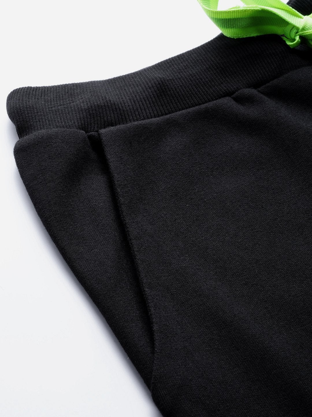 Women's Black Terry Contarst Drawstring Jogger