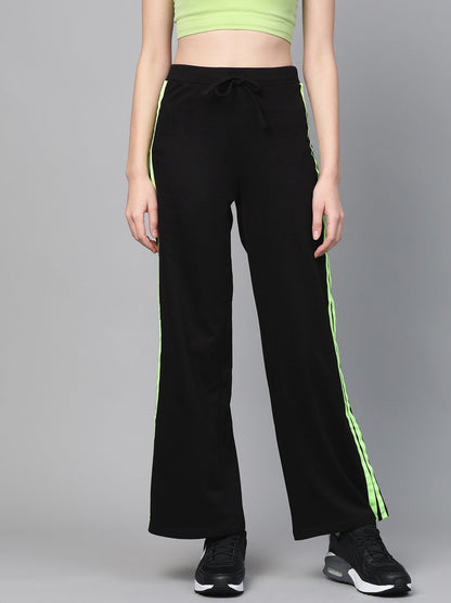 Women's Black Terry Side Tape Drawstring Pants
