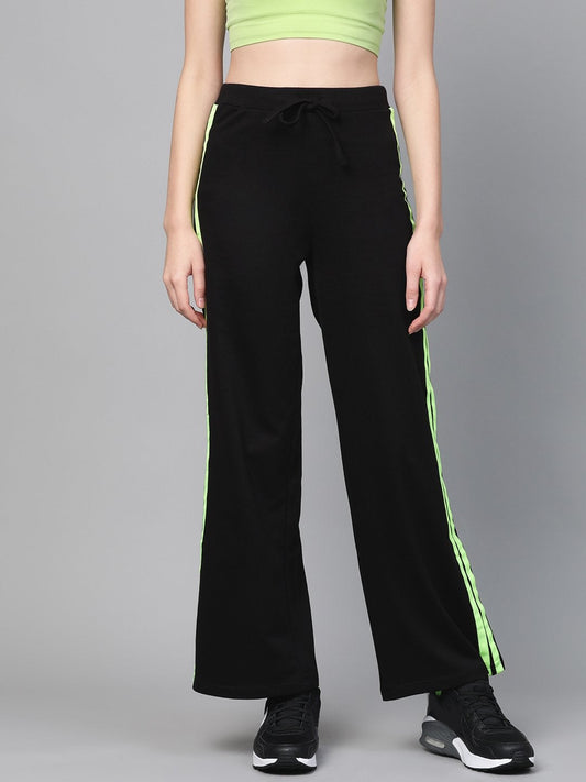 Women's Black Terry Side Tape Drawstring Pants