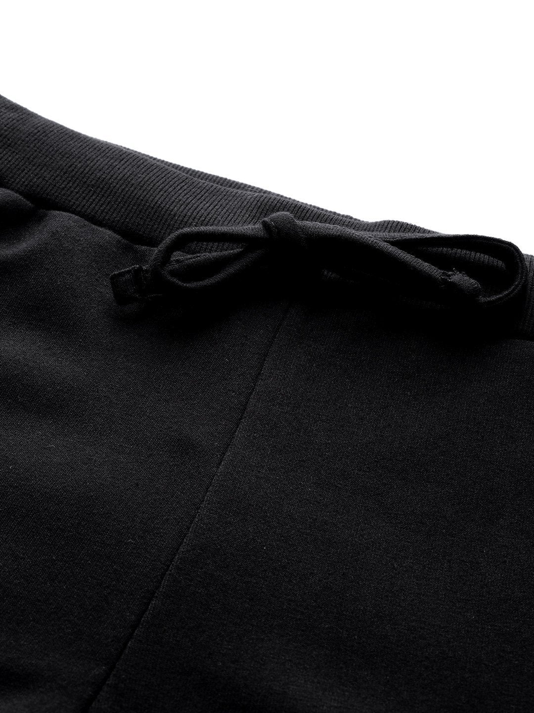 Women's Black Terry Side Tape Drawstring Pants