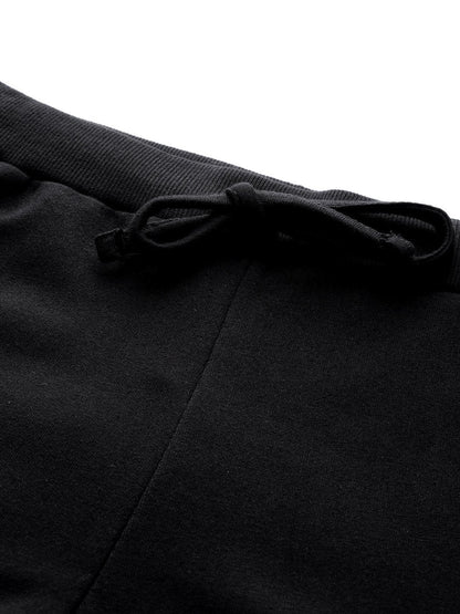 Women's Black Terry Side Tape Drawstring Pants