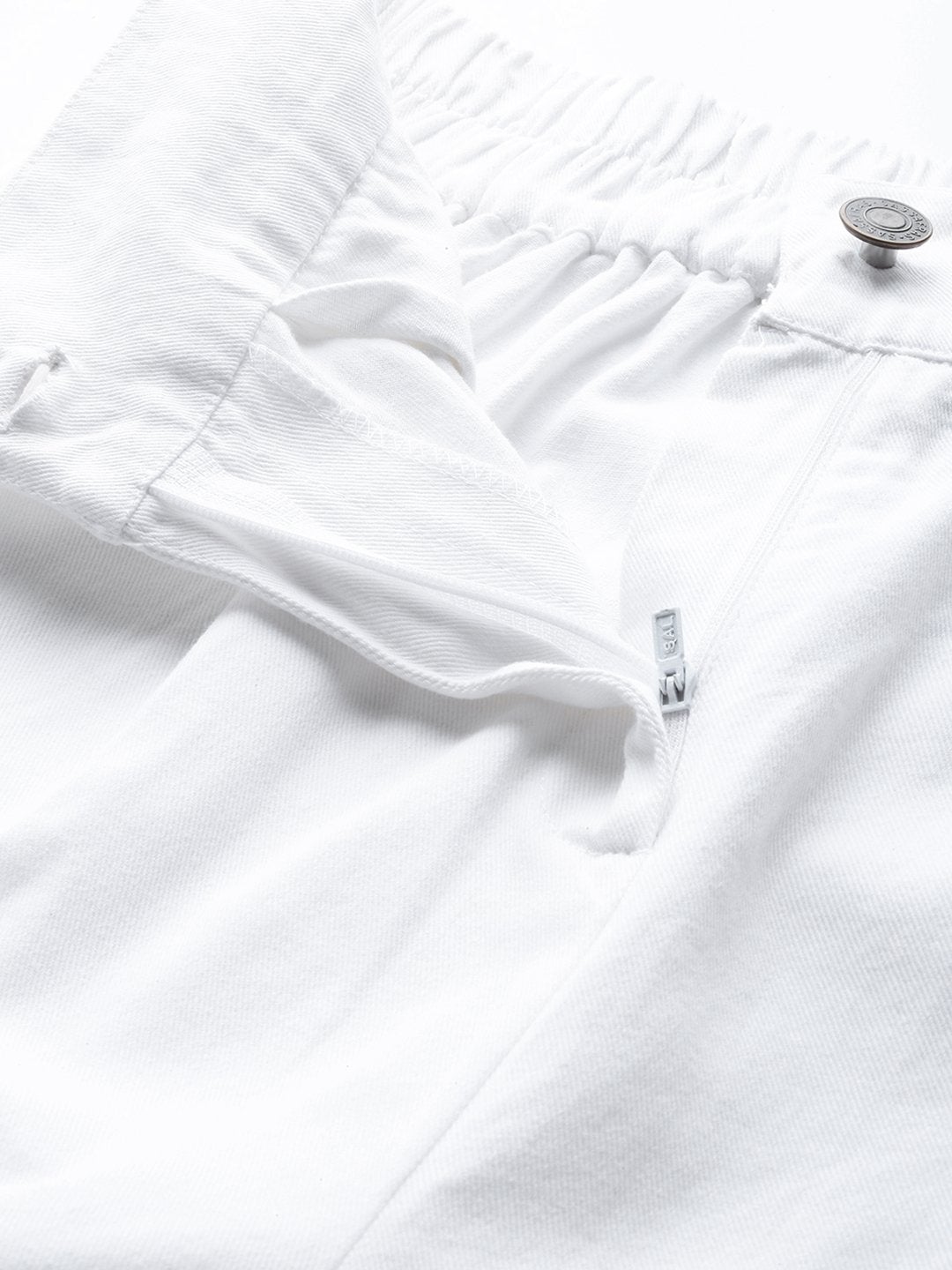 Women's White Twill Wide Leg Pants