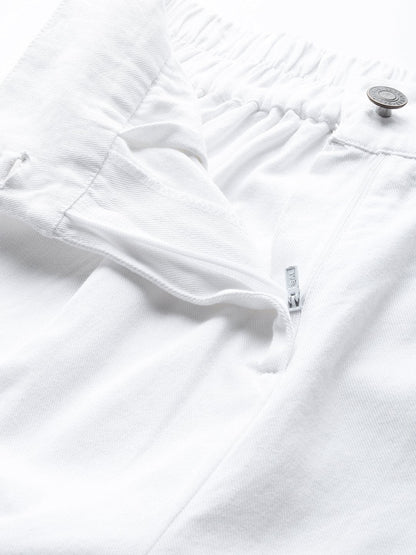 Women's White Twill Wide Leg Pants