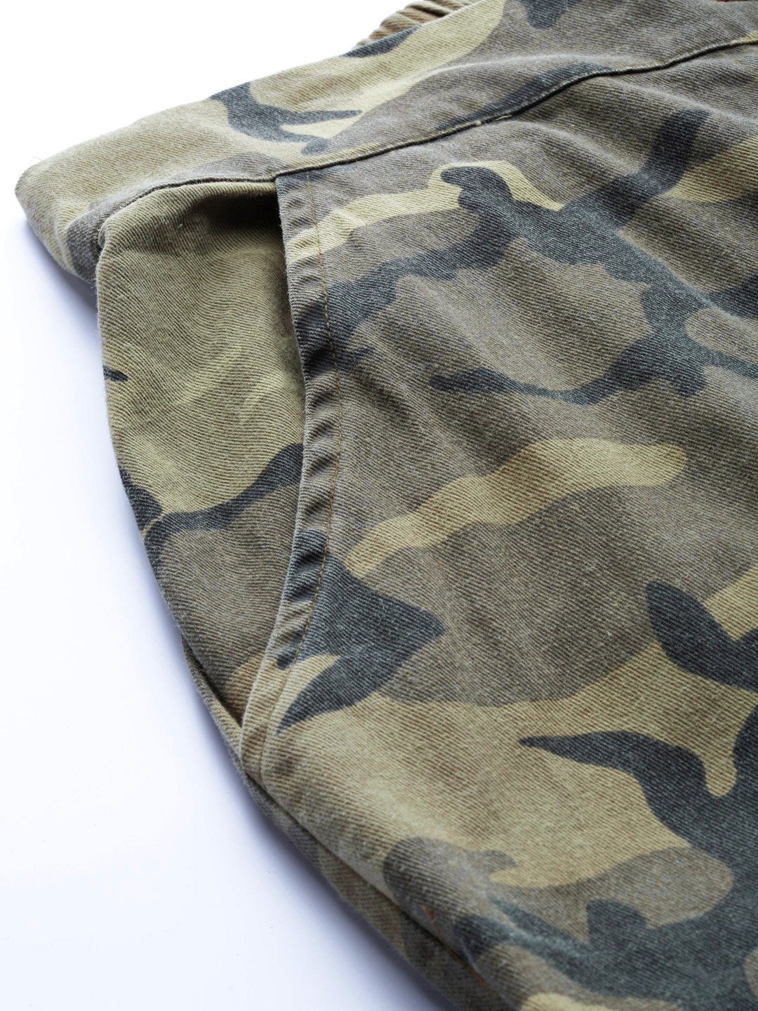 Women's Green Camouflage Twill Side Pocket Pants
