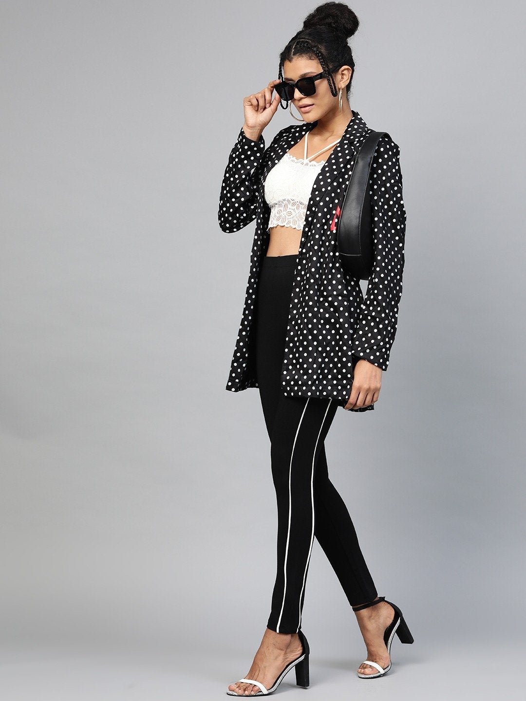 Women's Black Double Piping Detail Jeggings