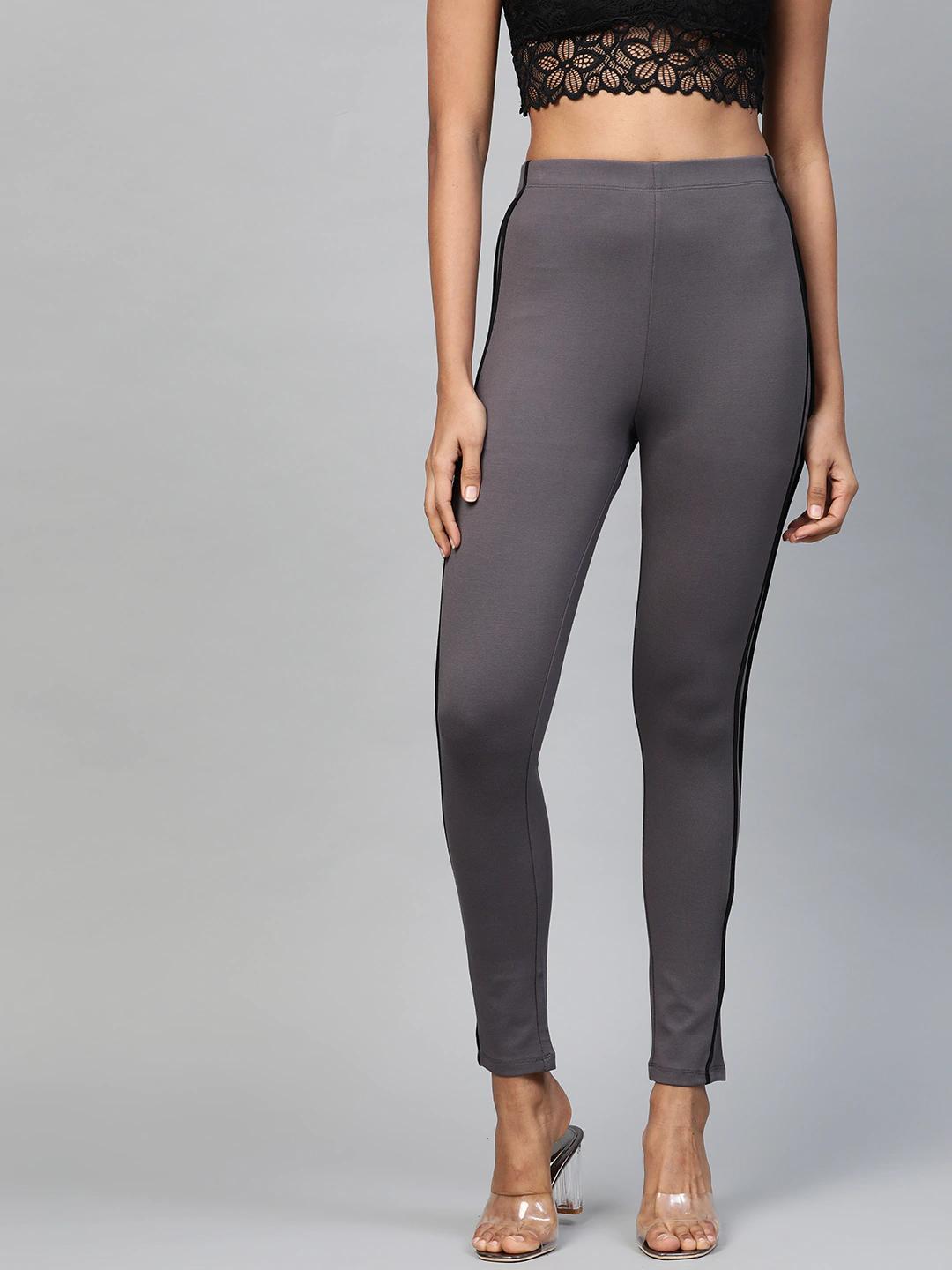 Women's Grey Double Piping Detail Jeggings