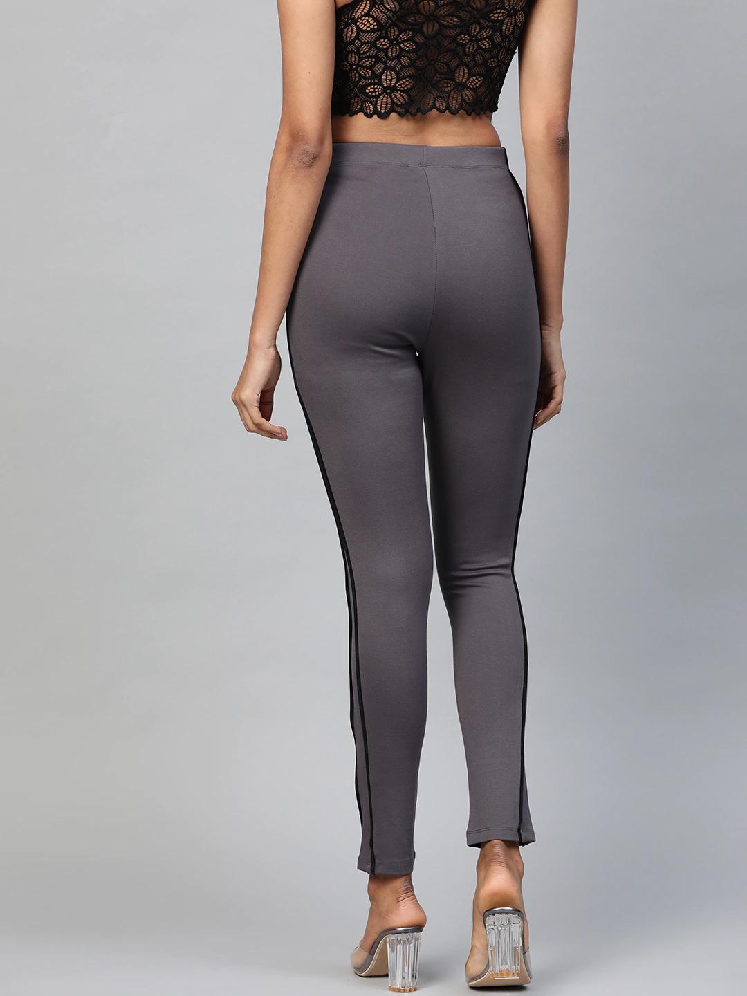 Women's Grey Double Piping Detail Jeggings