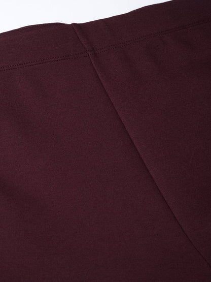 Women's Burgundy Side Tape Jeggings