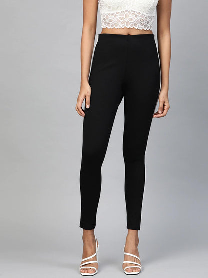 Women's Black Side Tape Jeggings