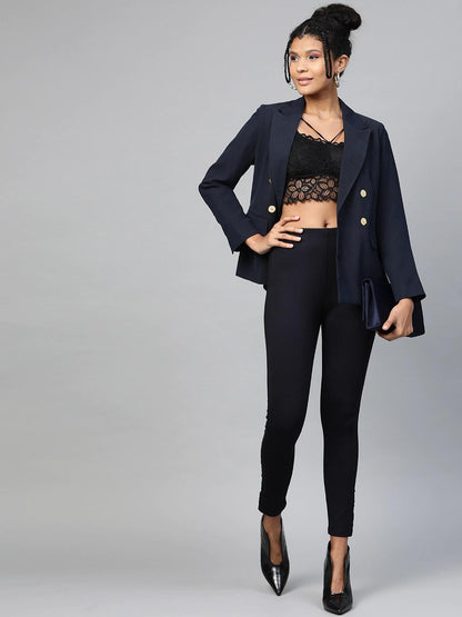 Women's Navy Side Tape Jeggings
