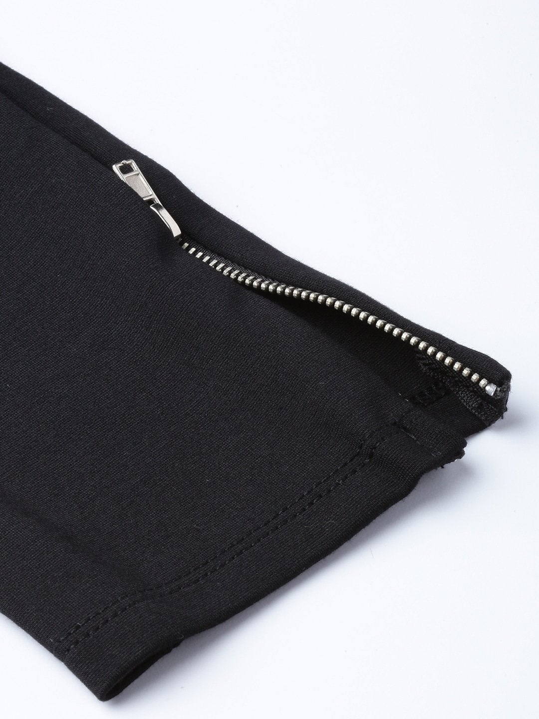 Women's Black Zipper-At-Hem Jeggings