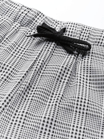 Women's Grey Check Side Tape Jacquard Pants