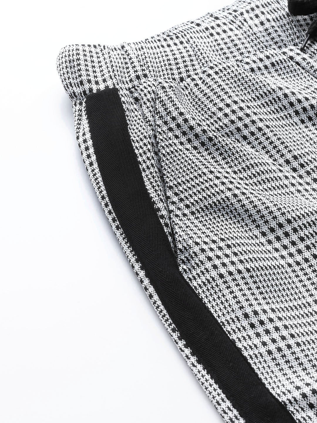 Women's Grey Check Side Tape Jacquard Pants