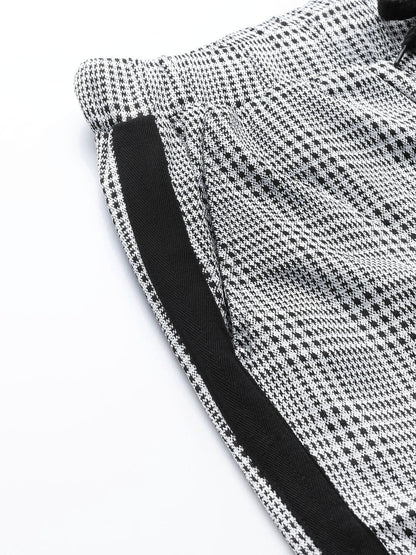 Women's Grey Check Side Tape Jacquard Pants