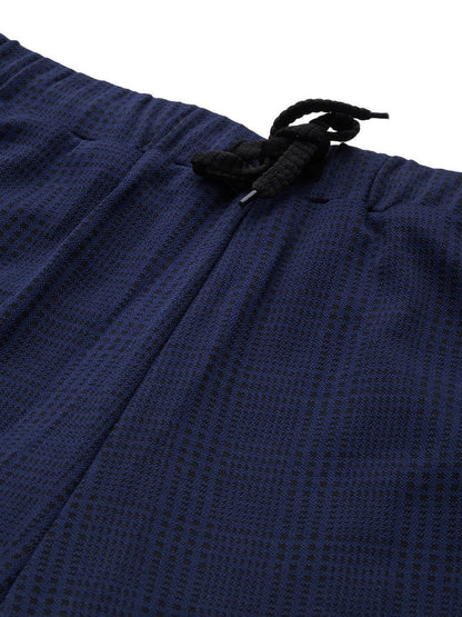 Women's Navy Check Side Tape Jacquard Pants