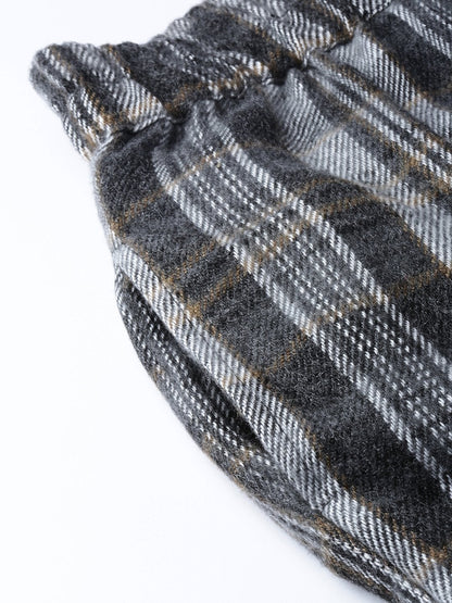 Women's Grey Check Roll Up Trousers